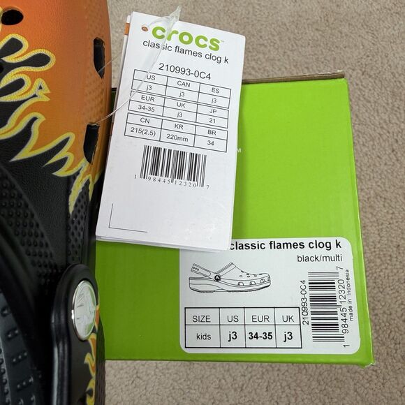 NWT Crocs Classic Flames Clog Retro Hot Rod Youth Size J3 Kids 210993-0C4 - Picture 6 of 6